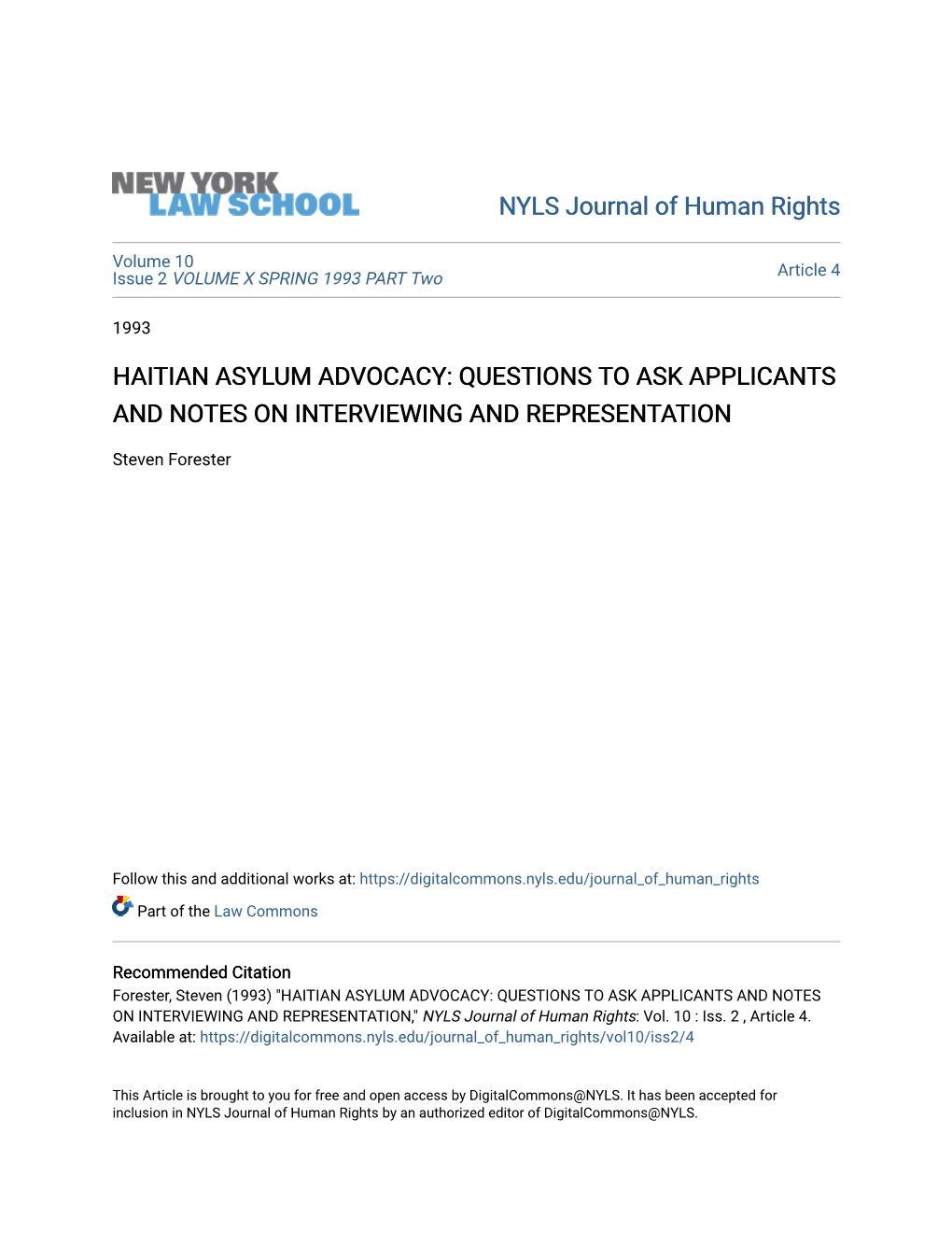 Haitian Asylum Advocacy: Questions to Ask Applicants and Notes on Interviewing and Representation