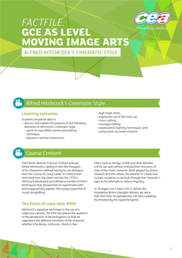 Factfile: Gce As Level Moving Image Arts Alfred Hitchcock’S Cinematic Style