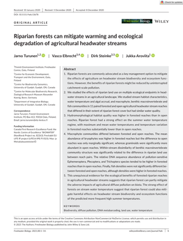 Riparian Forests Can Mitigate Warming and Ecological Degradation of Agricultural Headwater Streams