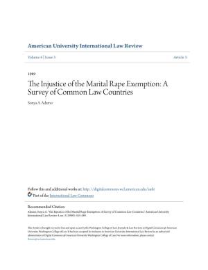 The Injustice of the Marital Rape Exemption: a Survey of Common Law Countries