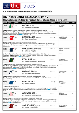 At the Races PDF FORM GUIDE