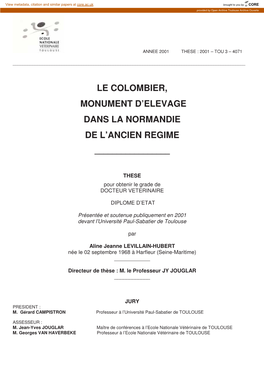 Le Colombier, Monument D'élevage Dans La Normandie De L'ancien Régime