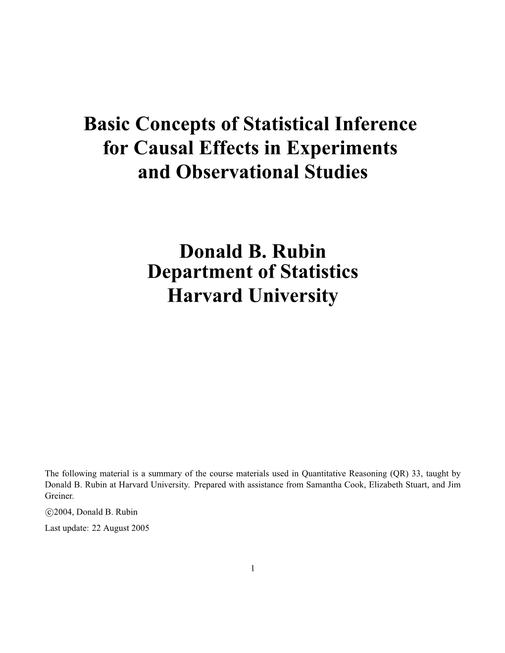 Basic Concepts of Statistical Inference for Causal Effects in Experiments and Observational Studies