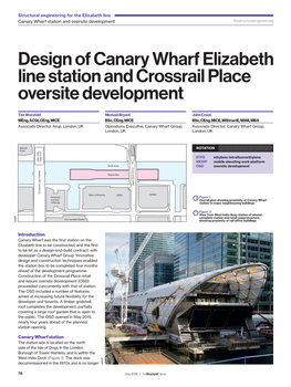 Design of Canary Wharf Elizabeth Line Station and Crossrail Place Oversite Development