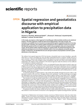 Spatial Regression and Geostatistics Discourse with Empirical Application to Precipitation Data in Nigeria Oluyemi A
