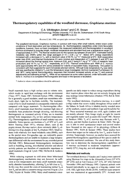 Thermoregulatory Capabilities of the Woodland Dormouse, Graphiurus Murinus