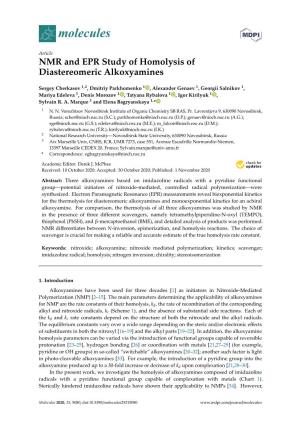 NMR and EPR Study of Homolysis of Diastereomeric Alkoxyamines