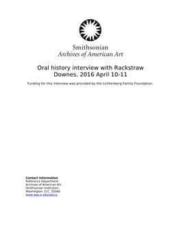 Oral History Interview with Rackstraw Downes, 2016 April 10-11
