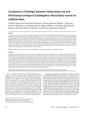 Comparison of Biology Between Helicoverpa Zea and Helicoverpa