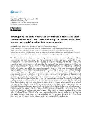 Investigating the Plate Kinematics of Continental Blocks and Their Role On