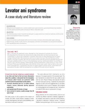 Levator Ani Syndrome Review a Case Study and Literature Review