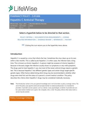 5.01.606 Hepatitis C Antiviral Therapy