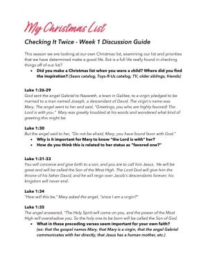 My Christmas List Checking It Twice - Week 1 Discussion Guide
