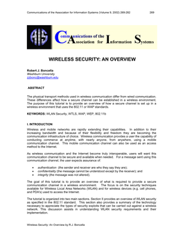 Wireless Security: an Overview