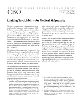 Limiting Tort Liability for Medical Malpractice