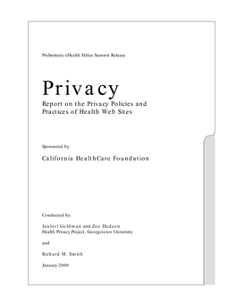 Report on the Privacy Policies and Practices of Health Web Sites