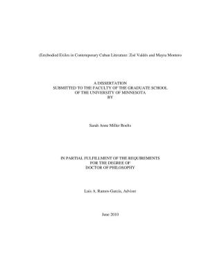 Zoé Valdés and Mayra Montero a DISSERTATION SUBMITTED TO