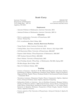 Scott Corry Lawrence University (920)832-7287 Department of Mathematics Scott.Corry@Lawrence.Edu 711 E