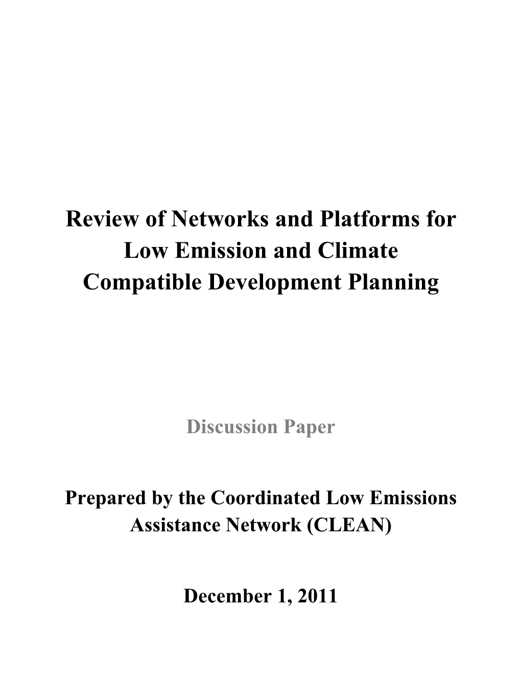 Review of Networks and Platforms for Low Emission and Climate Compatible Development Planning