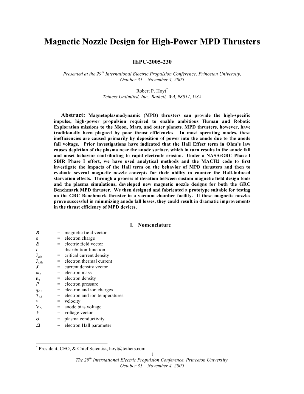 Magnetic Nozzle Design for High-Power MPD Thrusters