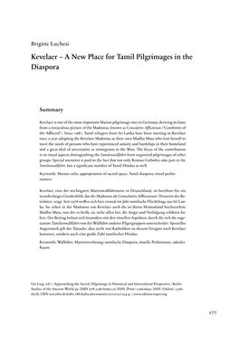 Kevelaer – a New Place for Tamil Pilgrimages in the Diaspora