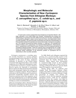 Morphologic and Molecular Characterization of New Cyclospora Species from Ethiopian Monkeys: C. Cercopitheci Sp.N., C. Colobi Sp.N., and C