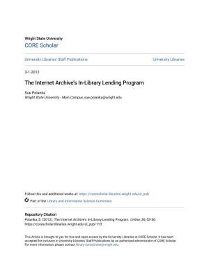 The Internet Archive's In-Library Lending Program