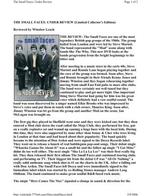 THE SMALL FACES: UNDER REVIEW (Limited Collector's Edition)