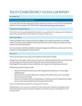 South Cambs District Councillor Report