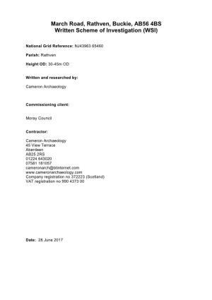 March Road, Rathven, Buckie, AB56 4BS Written Scheme of Investigation (WSI)