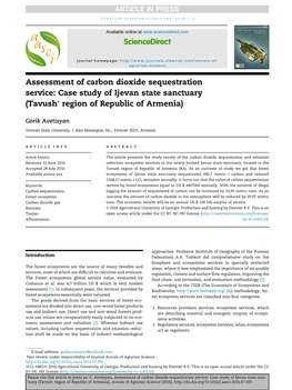 Assessment of Carbon Dioxide Sequestration Service: Case Study of Ijevan State Sanctuary (Tavush'region of Republic of Armenia)