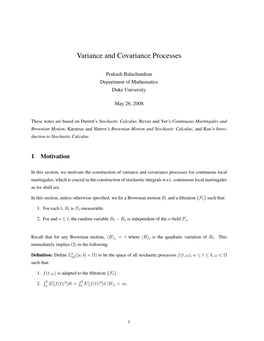 Variance and Covariance Processes