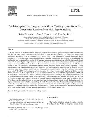 Depleted Spinel Harzburgite Xenoliths in Tertiary Dykes from East Greenland: Restites from High Degree Melting