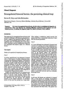 Strangulated Femoral Hernia: the Persisting Clinical Trap Steven D