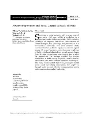 Abusive Supervision and Social Capital: a Study of Smes