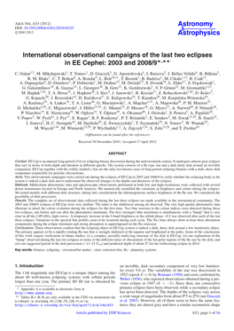 International Observational Campaigns of the Last Two Eclipses in EE Cephei: 2003 and 2008/9�,