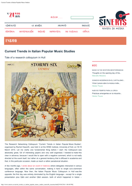 Current Trends in Italian Popular Music Studies