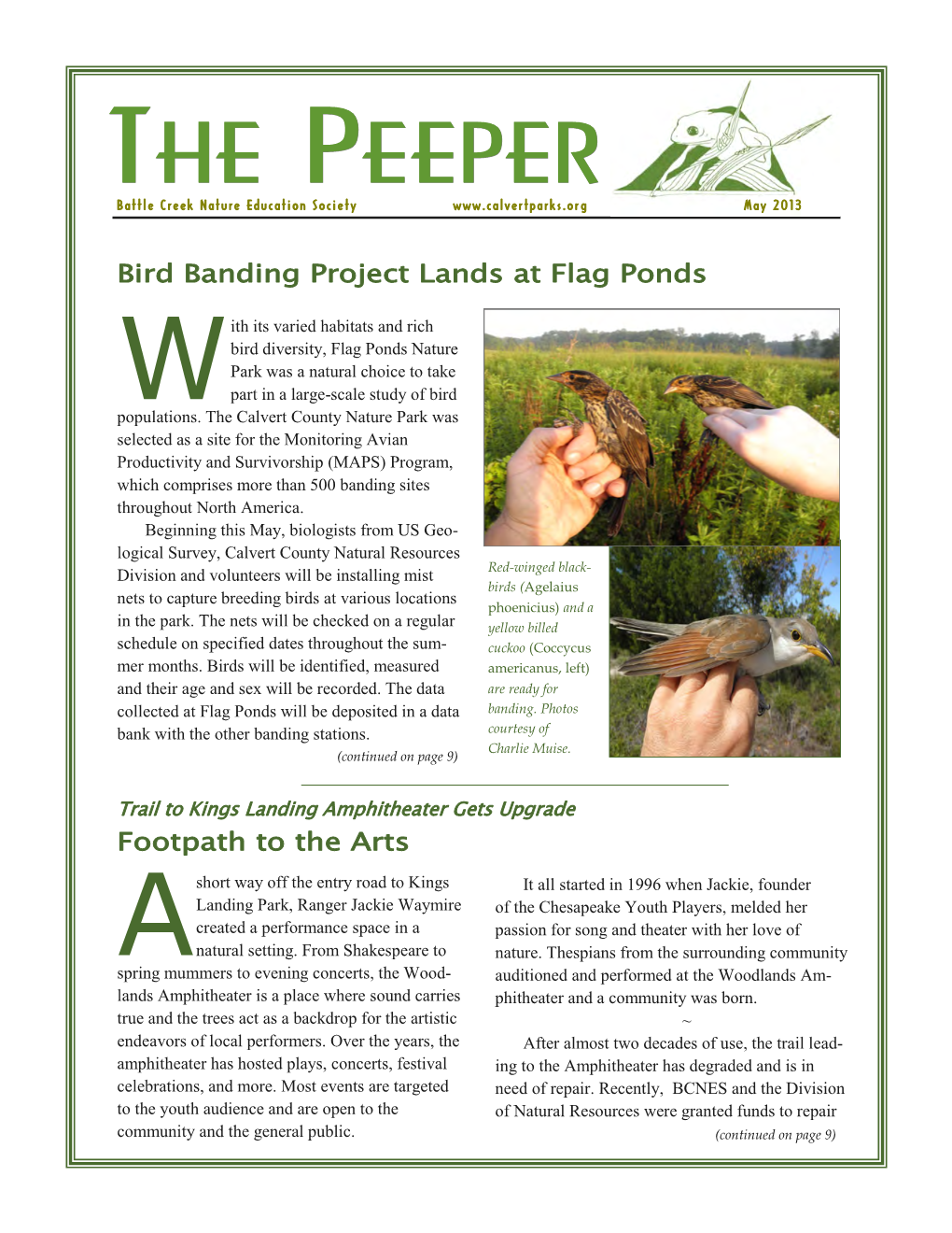 THE PEEPER Battle Creek Nature Education Society May 2013