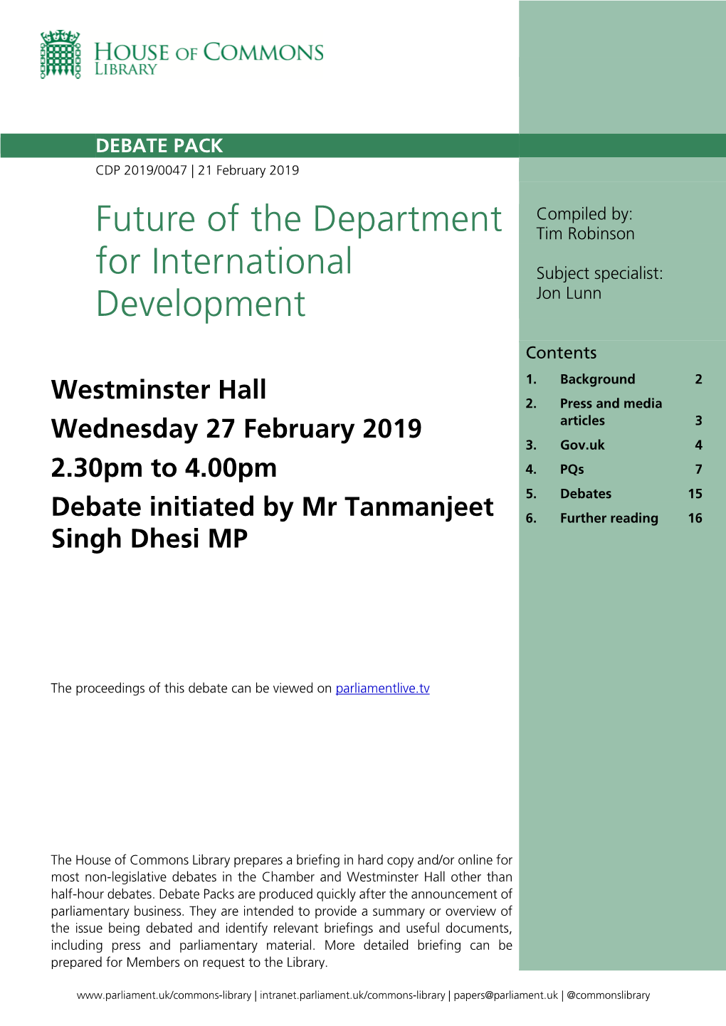 Future of the Department for International Development 3