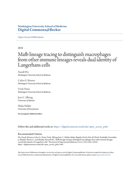 Mafb Lineage Tracing to Distinguish Macrophages from Other Immune