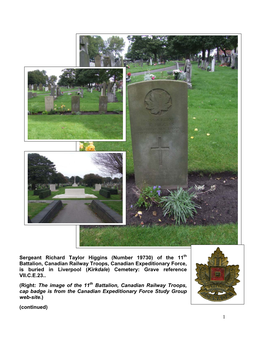 Of the 11Th Battalion, Canadian Railway Troops, Canadian Expeditionary Force, Is Buried in Liverpool (Kirkdale) Cemetery: Grave Reference VII.C.E.23