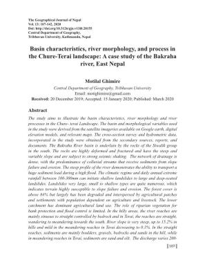 Basin Characteristics, River Morphology, and Process in the Chure-Terai Landscape: a Case Study of the Bakraha River, East Nepal