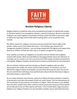 Reclaim Religious Liberty