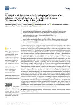 Fishery-Based Ecotourism in Developing Countries Can Enhance the Social-Ecological Resilience of Coastal Fishers—A Case Study of Bangladesh