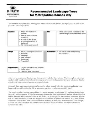 Recommended Landscape Trees for Metropolitan Kansas City
