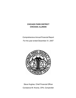 2007 Comprehensive Annual Financial Report Chicago Park District