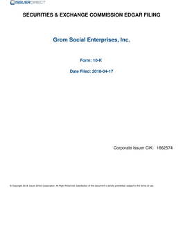 Grom Social Enterprises, Inc