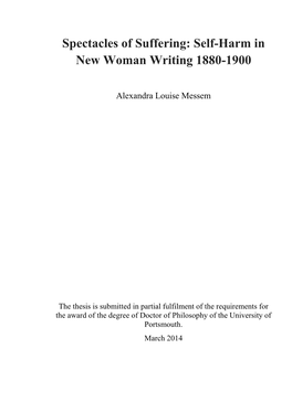 Spectacles of Suffering: Self-Harm in New Woman Writing 1880-1900