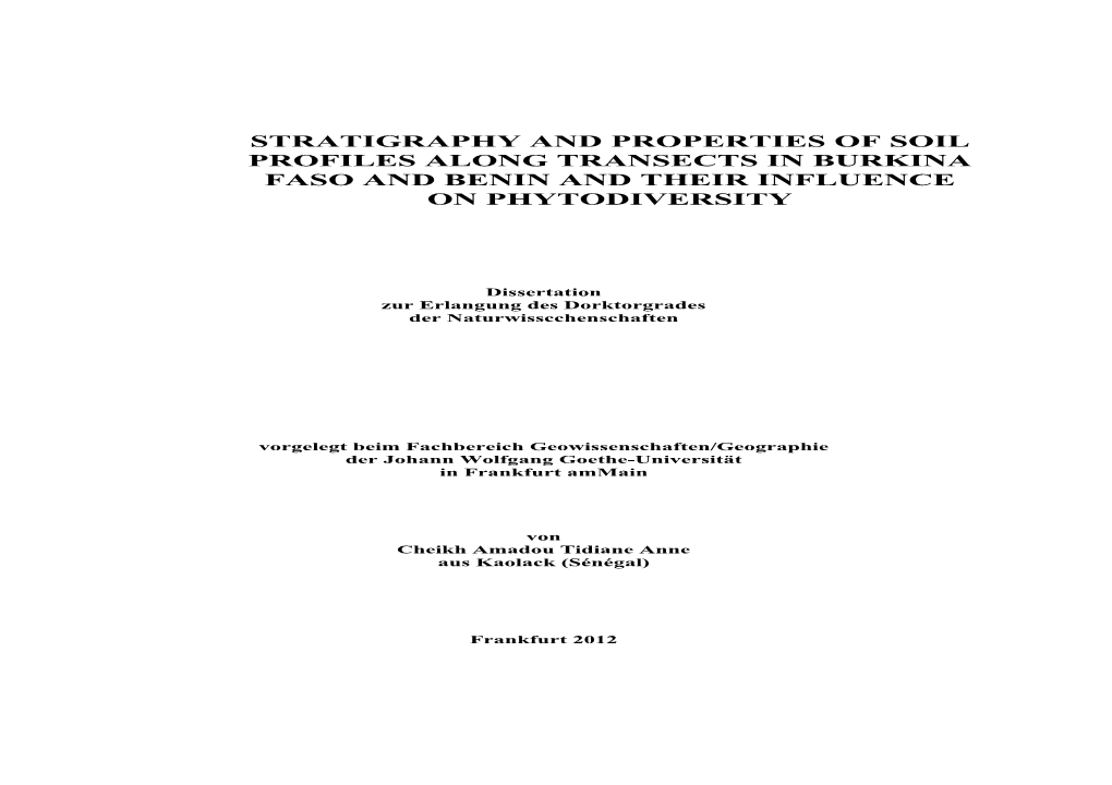 Stratigraphy and Properties of Soil Profiles Along Transects in Burkina Faso and Benin and Their Influence on Phytodiversity