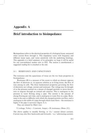 Appendix a Brief Introduction to Bioimpedance